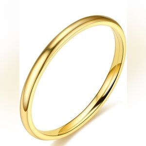 2mm Dome Yellow Toned Band for Women. Size 6